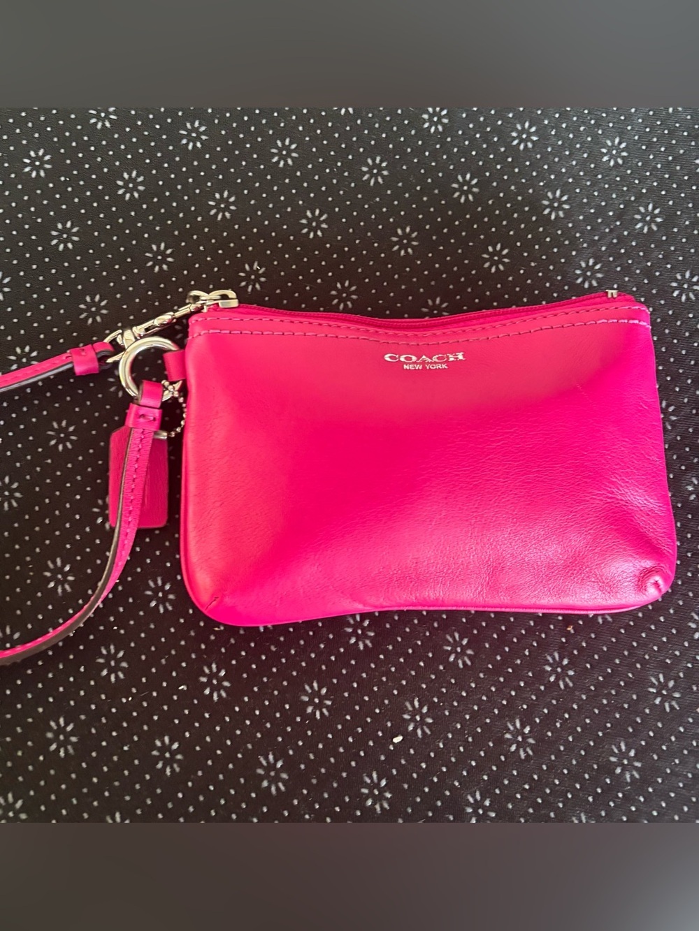 COACH Hot Pink Leather Wristlet Clutch
